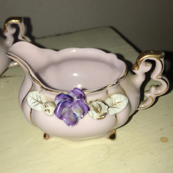 Marco Lavender W/Flowers Porcelain Sugar/Creamer - Picture 5 of 8